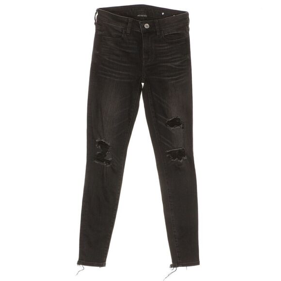 American Eagle Jegging Jeans Size 0 Womens Black Distressed Next Level 26 x 28.5 - Picture 1 of 10